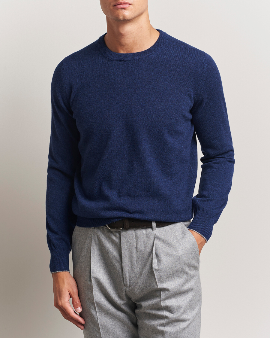 Brunello Cucinelli 2 Ply Cashmere Pullover Dark Blue at CareOfCarl.com