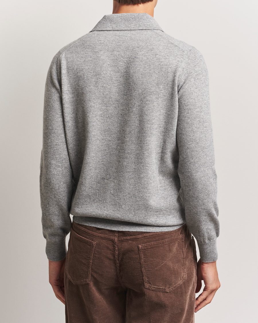 Men | Sweaters & Knitwear | Brunello Cucinelli | 2 Ply Cashmere Long Sleeve Polo Grey Melange