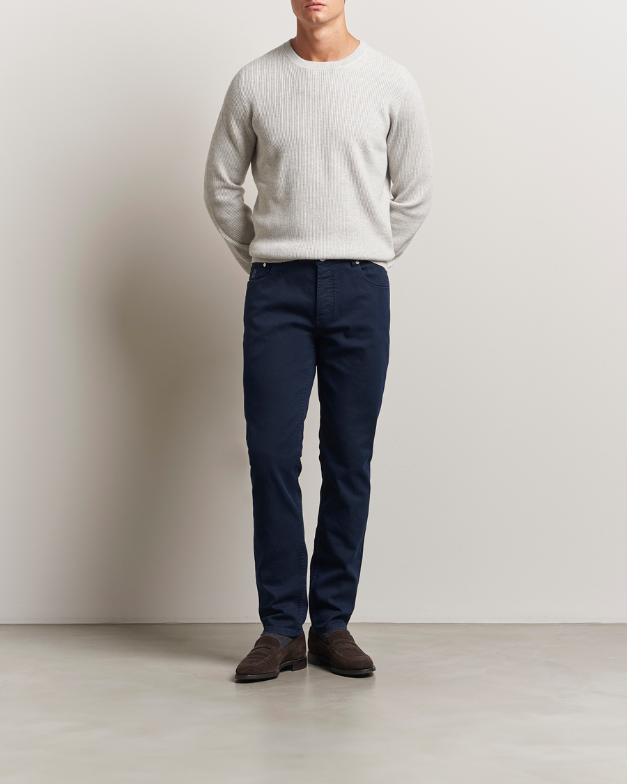 Brunello Cucinelli Cashmere Rib Crew Neck Sweater Pearl Grey at