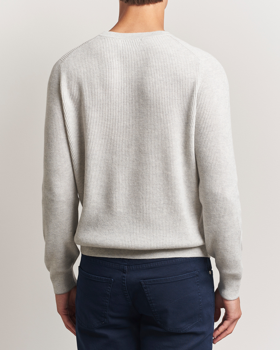 Men | Sweaters & Knitwear | Brunello Cucinelli | Cashmere Rib Crew Neck Sweater Pearl Grey