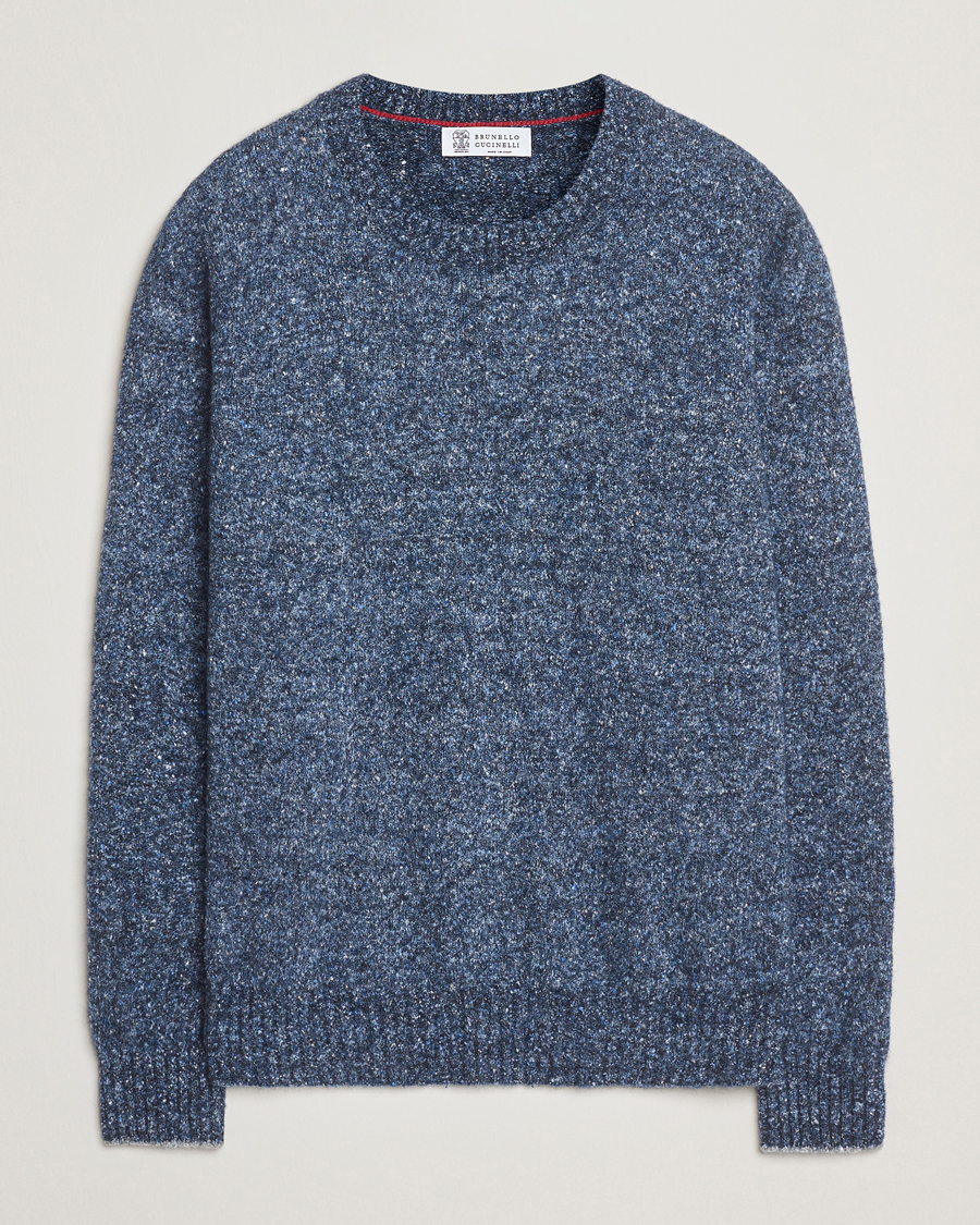 Men | Sweaters & Knitwear | Brunello Cucinelli | Alpaca Blend Sweater Dark Blue Melange