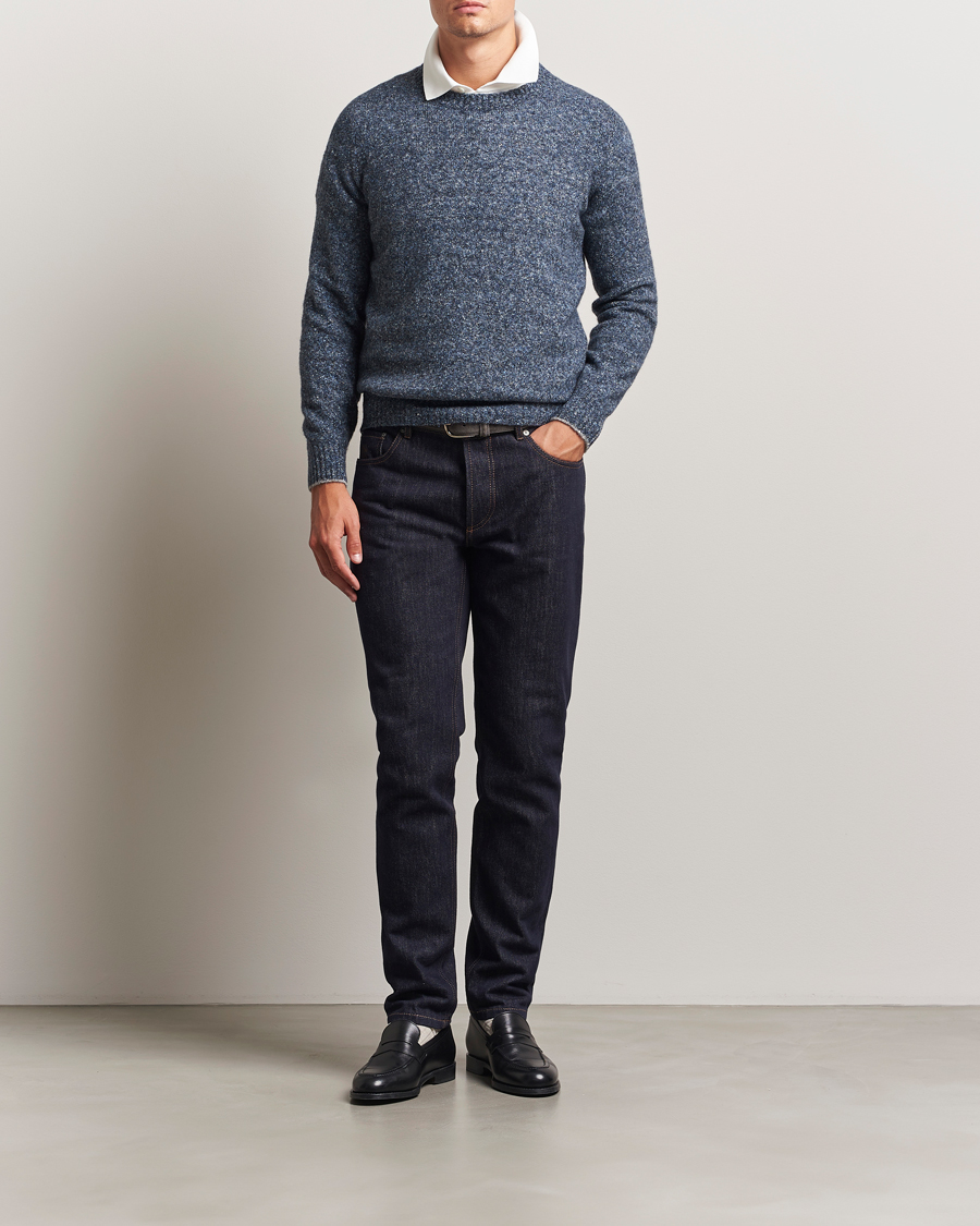 Men | Sweaters & Knitwear | Brunello Cucinelli | Alpaca Blend Sweater Dark Blue Melange