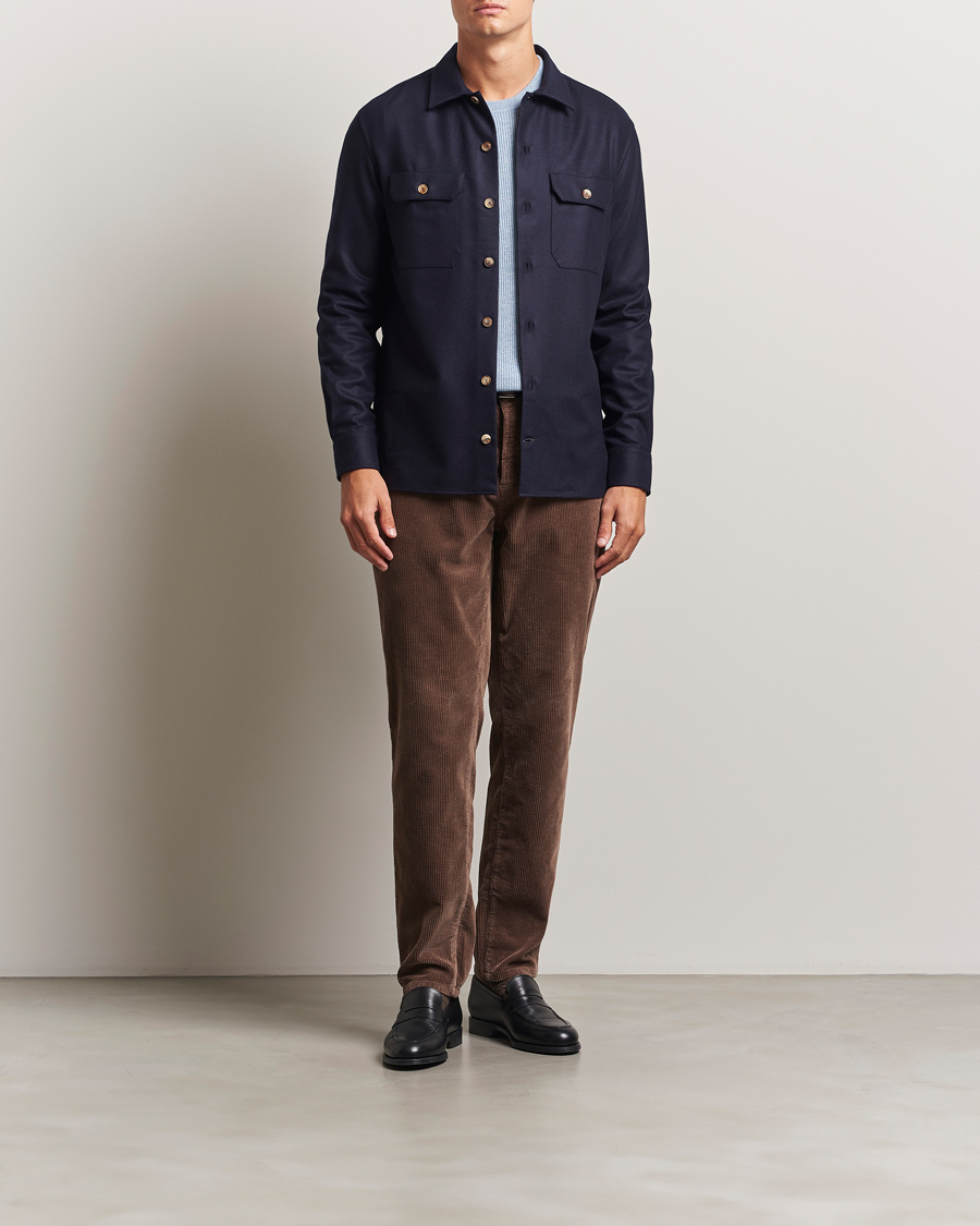 Brunello Cucinelli Double Pocket Overshirt Navy at CareOfCarl.com