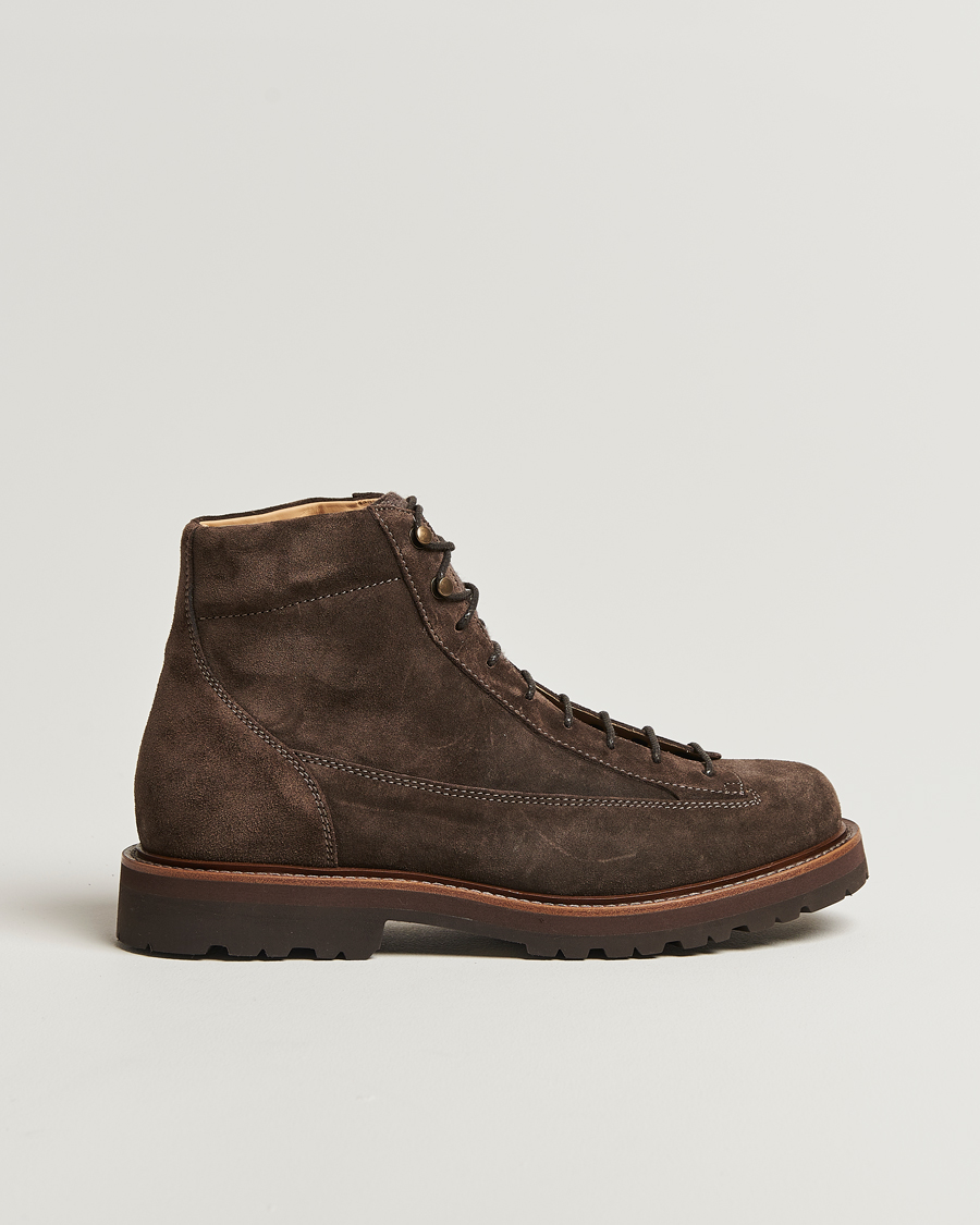 Men | Boots | Brunello Cucinelli | Lace Up Boots Dark Brown Suede