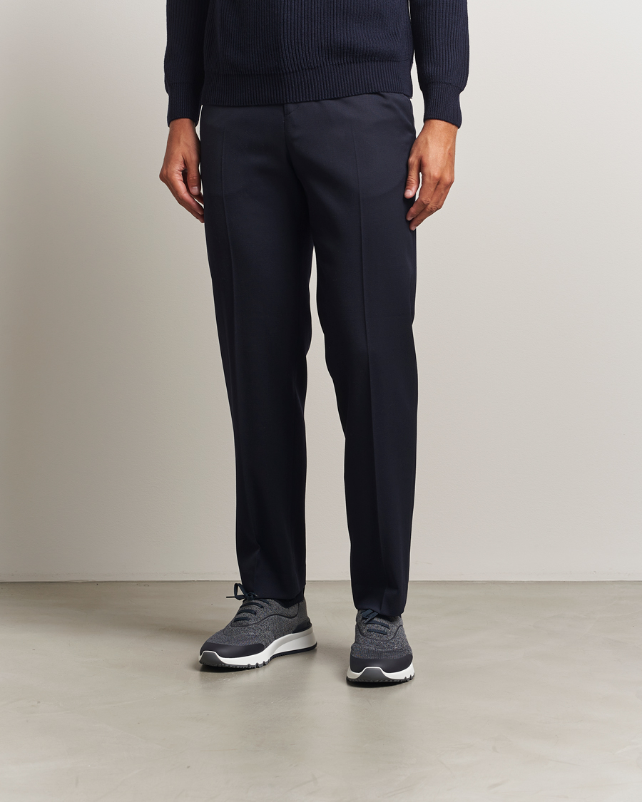 Brunello Cucinelli Flannel Running Sneakers Navy at CareOfCarl.com