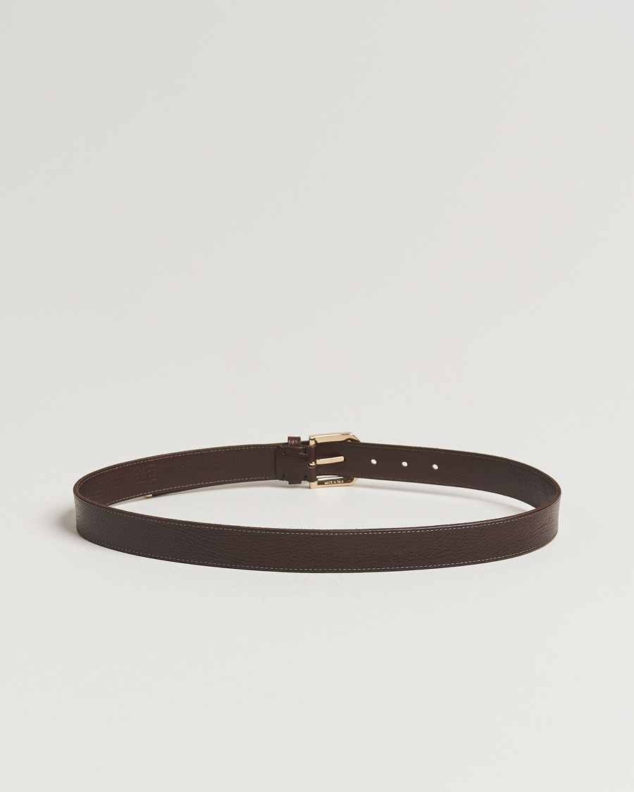 Men | Brunello Cucinelli Grain Leather Belt Dark Brown | Brunello Cucinelli | Grain Leather Belt Dark Brown