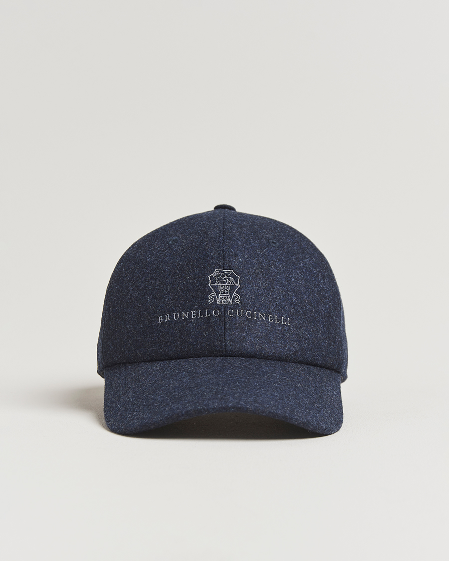 【美品】BRUNERO CUCINELLI コットンキャップ ネイビー Ｌ Brunello Cucinelli Flannel Cap Navy at CareOfCarl.com