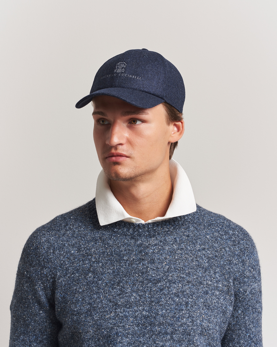 Brunello Cucinelli Flannel Cap Navy at CareOfCarl.com