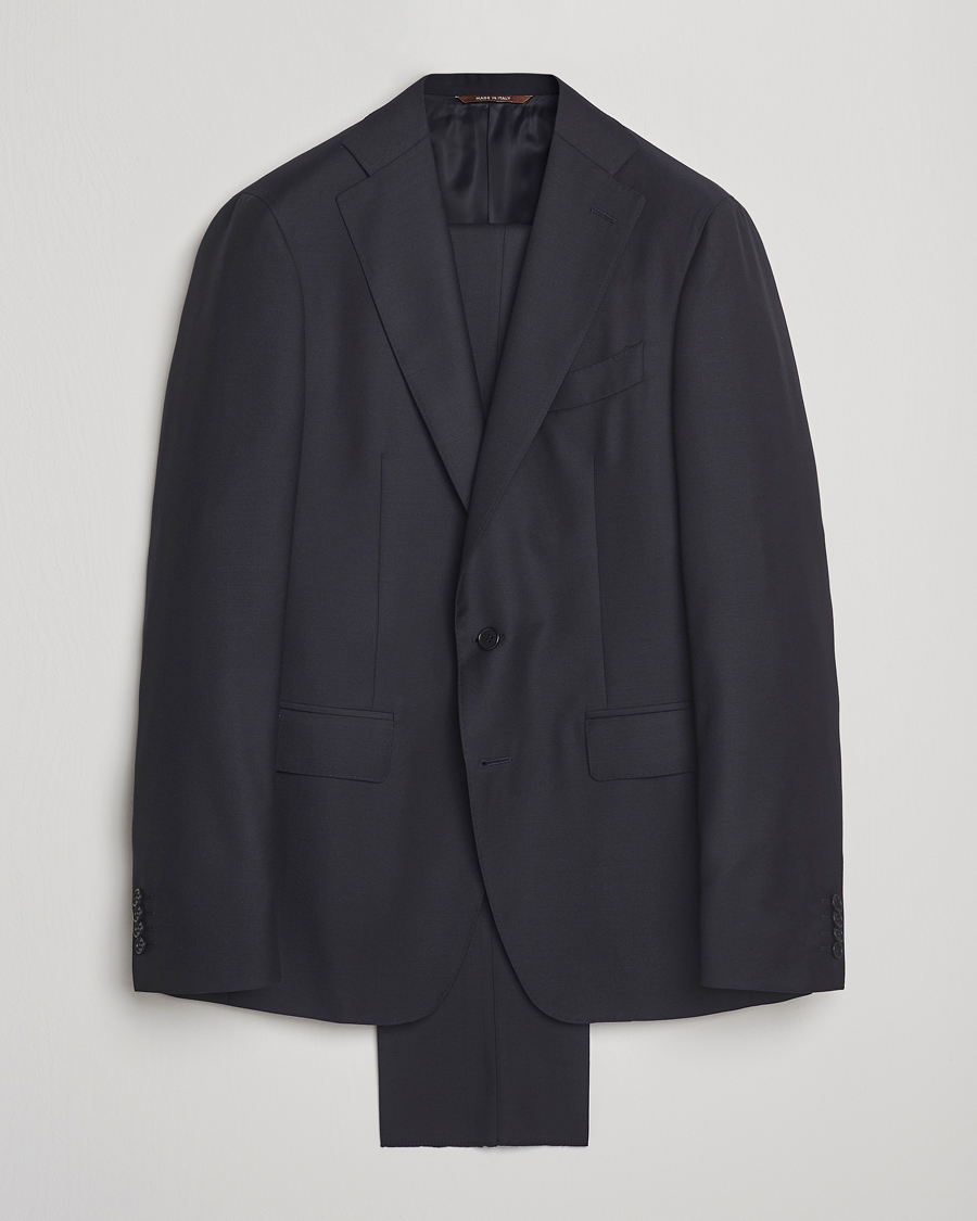 Men | Suits | Canali | Capri Wool 130s Suit Dark Blue