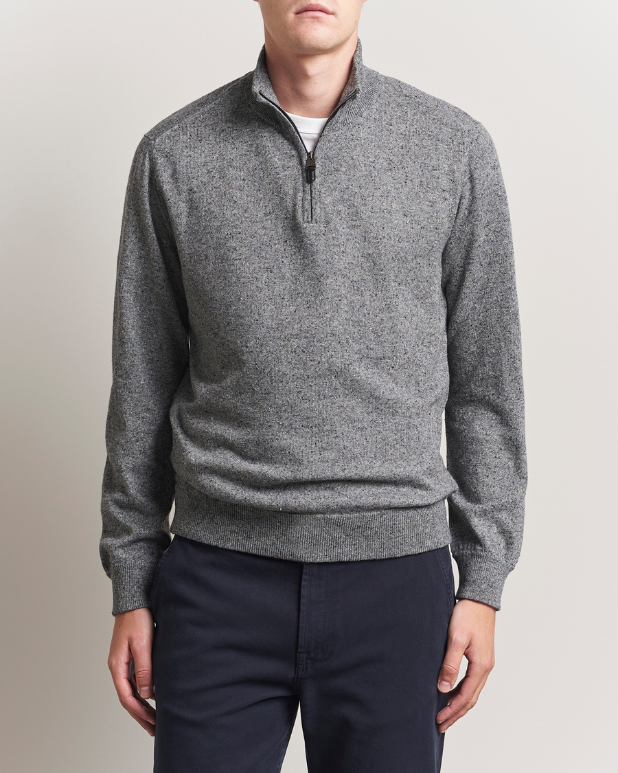 Men | Sweaters & Knitwear | Canali | Donegal Half Zip Sweater Grey Melange
