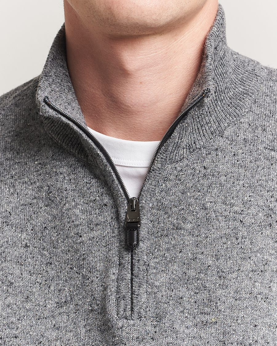 Men | Sweaters & Knitwear | Canali | Donegal Half Zip Sweater Grey Melange