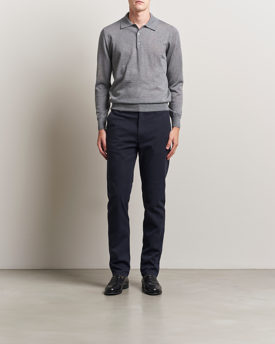 Men | Trousers | Canali | Cotton Twill Chinos Navy