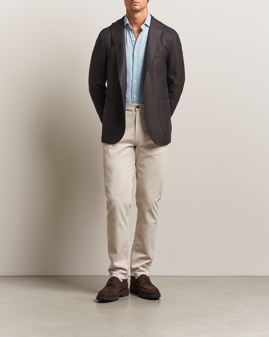 Men | Trousers | Canali | Cotton Twill Chinos Light Beige