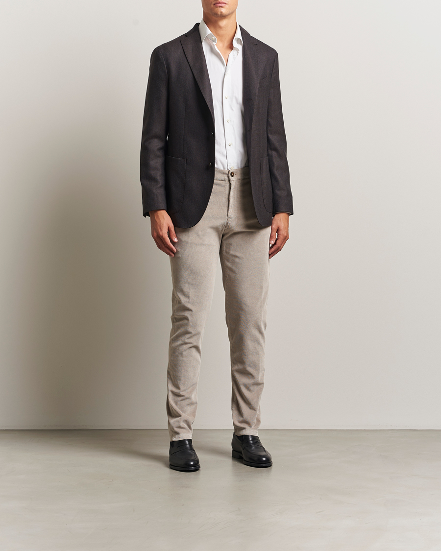 Men | Trousers | Canali | Soft Corduroy Trousers Beige