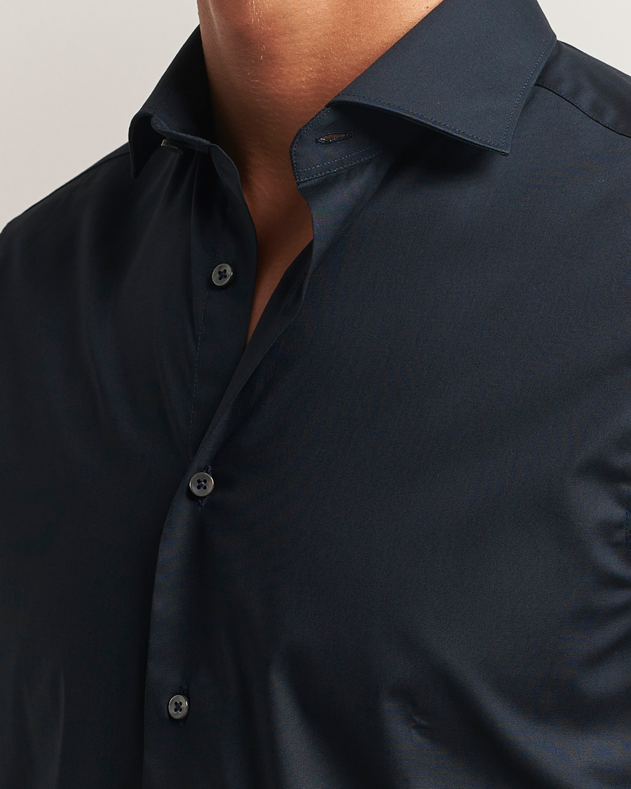 Men | Shirts | Canali | Slim Fit Cotton/Stretch Shirt Navy