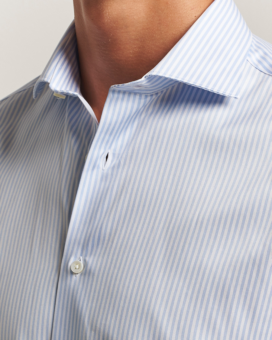 Canali Slim Fit Dress Shirt Blue Stripe at CareOfCarl.com Canali Slim Fit Dress Shirt Blue Stripe at CareOfCarl.com