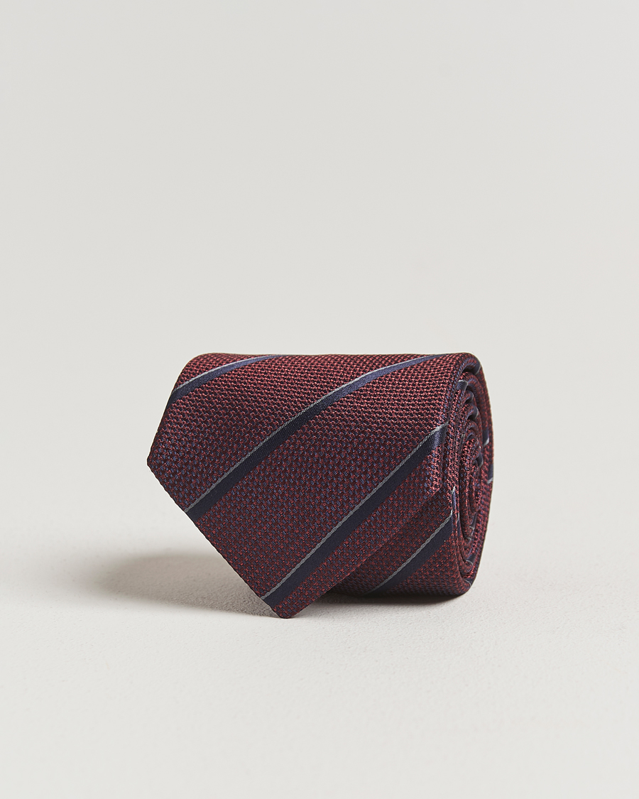 Men | Canali Regimental Stripe Silk Tie Burgundy/Navy | Canali | Regimental Stripe Silk Tie Burgundy/Navy