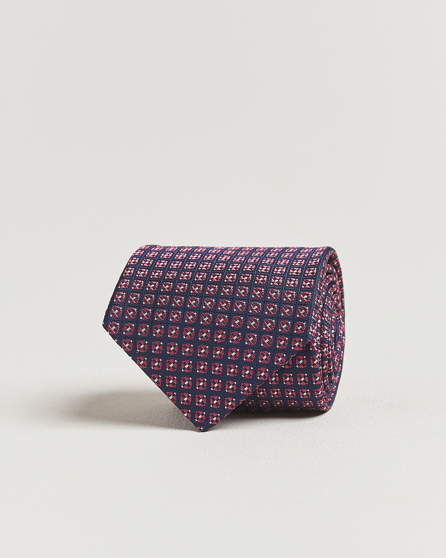 Men | Ties | Canali | Jacquard Silk Tie Navy/Pink