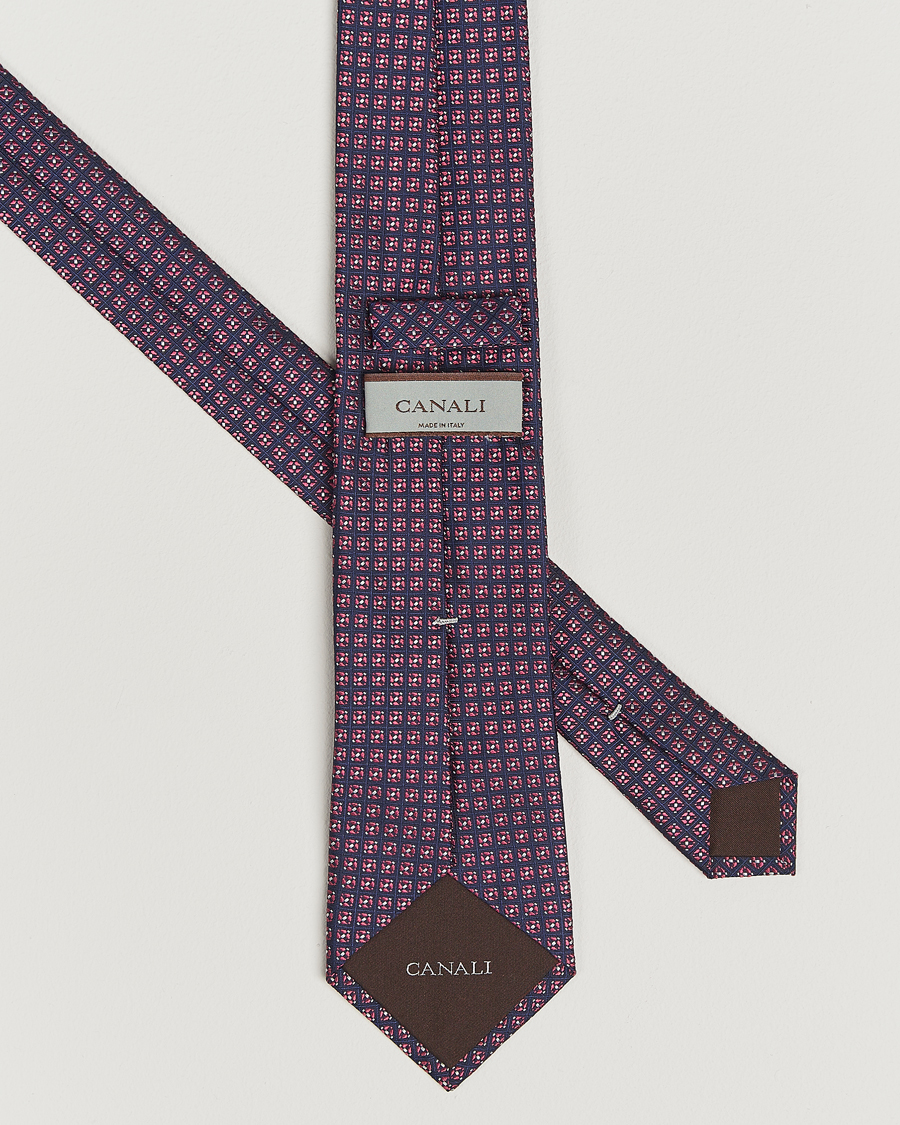 Men | Ties | Canali | Jacquard Silk Tie Navy/Pink