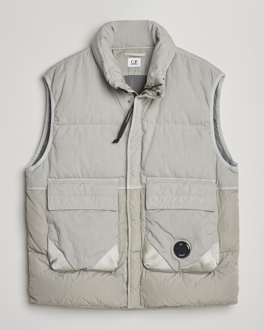 C.P. Company Eco Chrome Mixed Down Vest Light Grey at