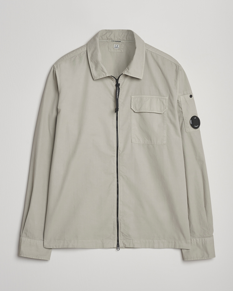 Men | Shirts | C.P. Company | Organic Cotton Gabardine Zip Overshirt Grey