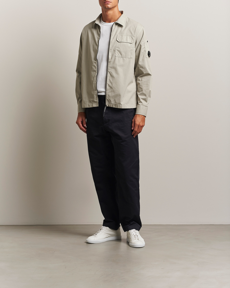 Men | Shirts | C.P. Company | Organic Cotton Gabardine Zip Overshirt Grey