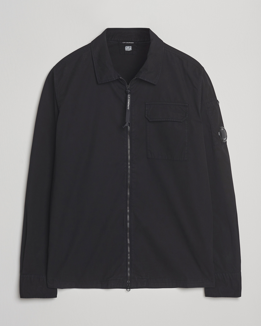 Men | Shirts | C.P. Company | Organic Cotton Gabardine Zip Overshirt Black