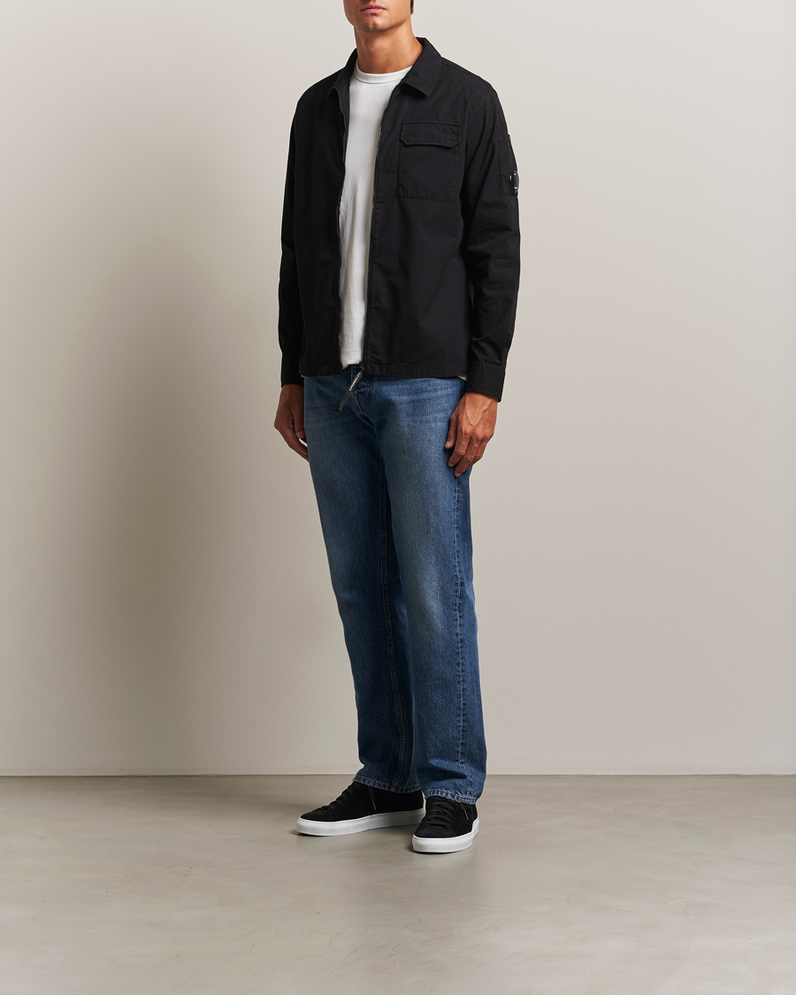 Men | Shirts | C.P. Company | Organic Cotton Gabardine Zip Overshirt Black