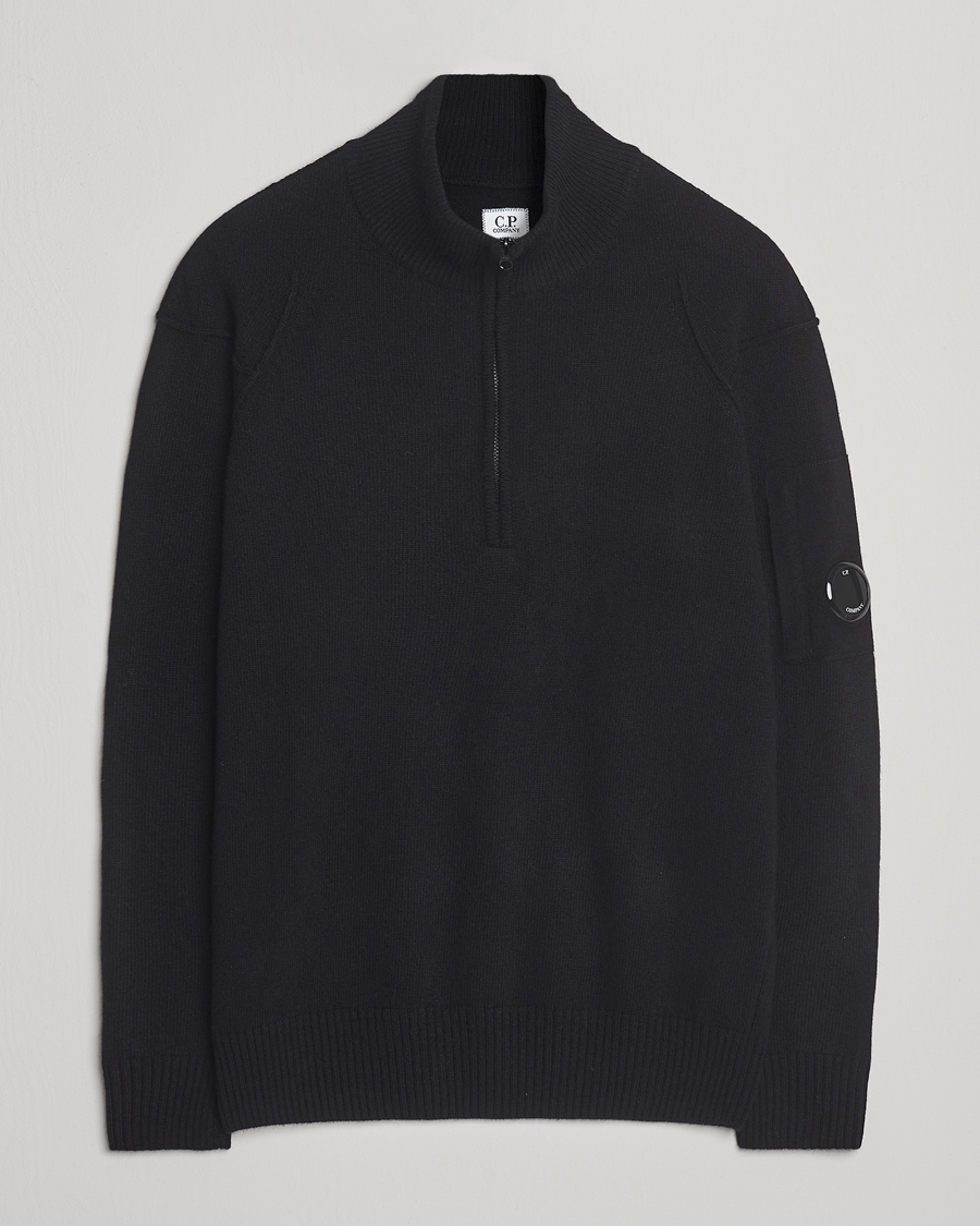 トップス C.P. COMPANY ds knit black C.P. Company Knitted Lambswool Half-Zip Black at CareOfCarl.com