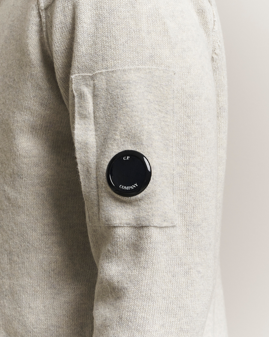 Men | Sweaters & Knitwear | C.P. Company | Knitted Lambswool Half-Zip Light Grey