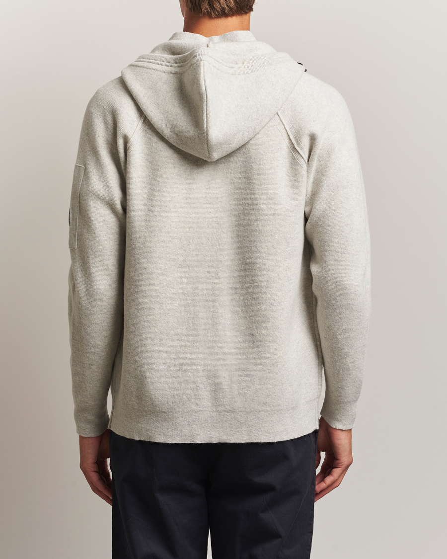 C.P. Company Knitted Lambswool Zip Hood Light Grey at CareOfCarl.com