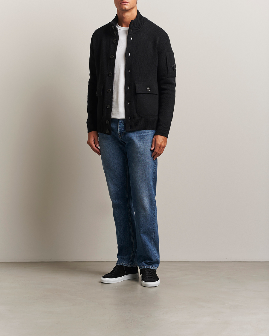 Men | Sweaters & Knitwear | C.P. Company | Knitted Lambswool Cardigan Black