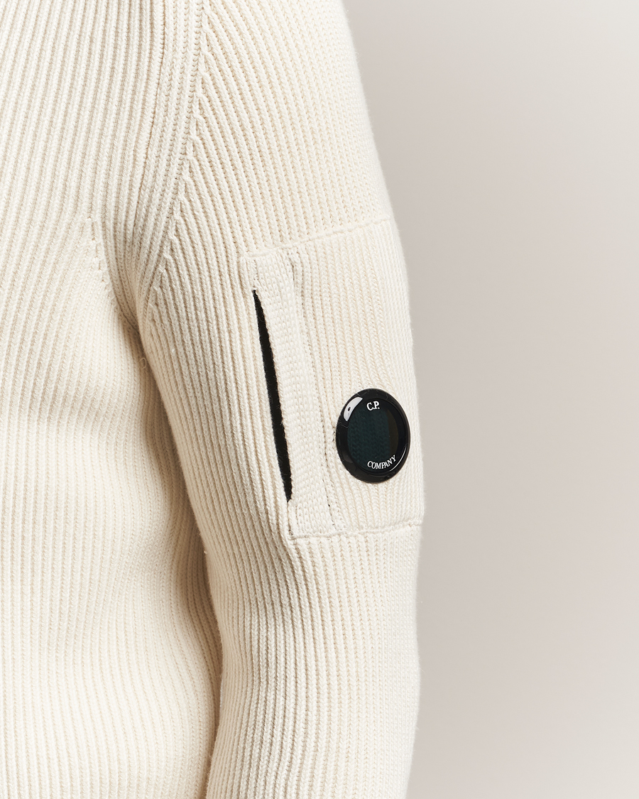Men | Sweaters & Knitwear | C.P. Company | Full Rib Knitted Cotton Crew Neck White