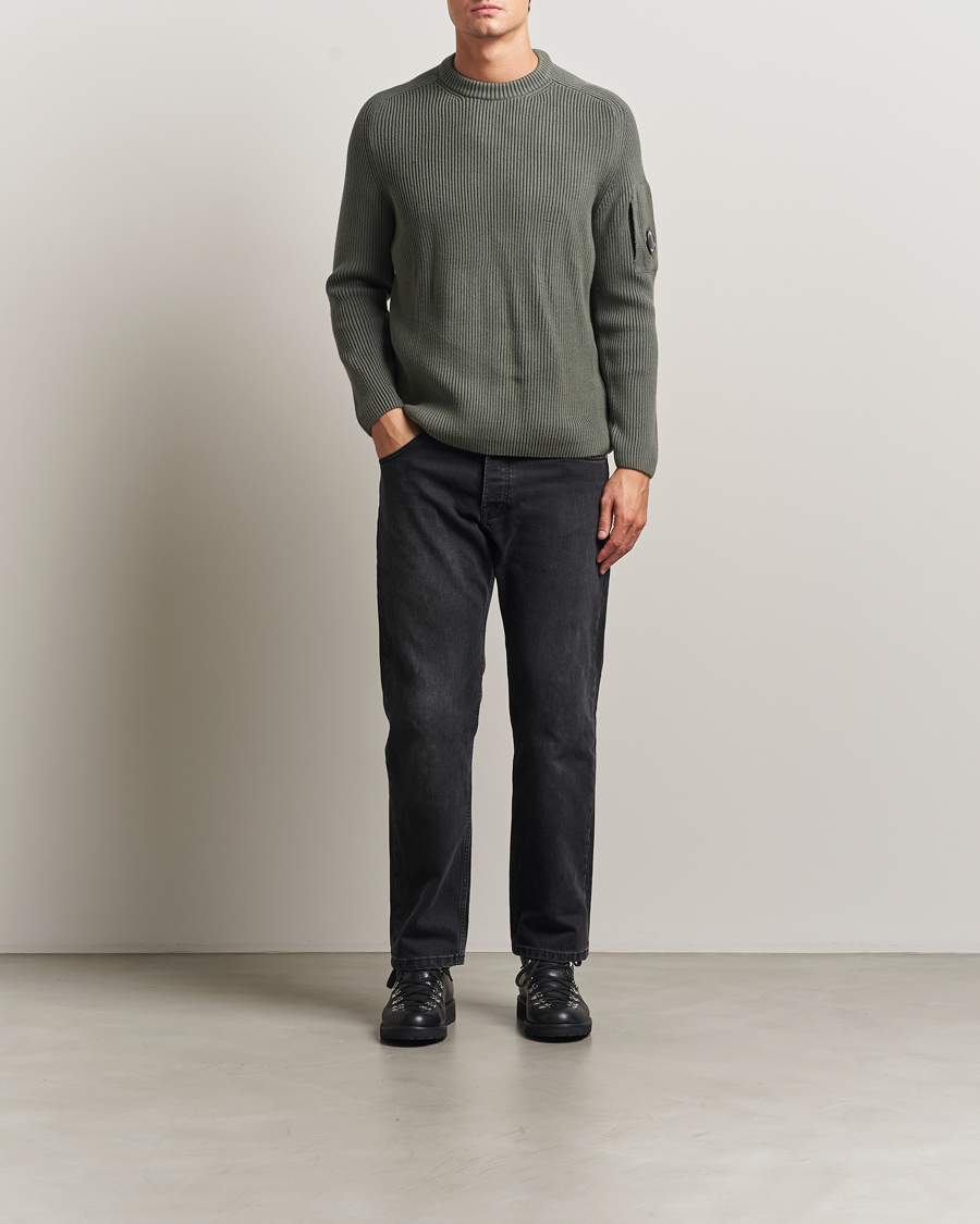 Men | Sweaters & Knitwear | C.P. Company | Full Rib Knitted Cotton Crew Neck Grey
