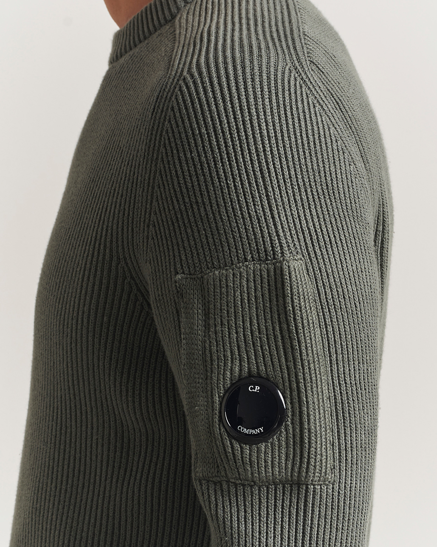 Men | Sweaters & Knitwear | C.P. Company | Full Rib Knitted Cotton Crew Neck Grey