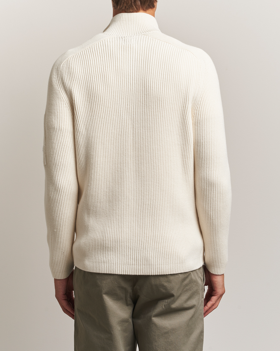 Men | Sweaters & Knitwear | C.P. Company | Full Rib Knitted Cotton Half Button White