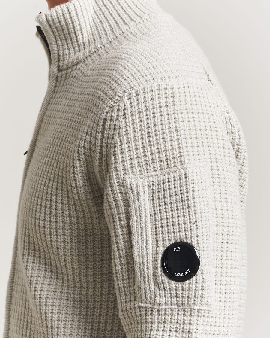 C.P. Company Structure Lambswool Full Zip Grey at CareOfCarl.com
