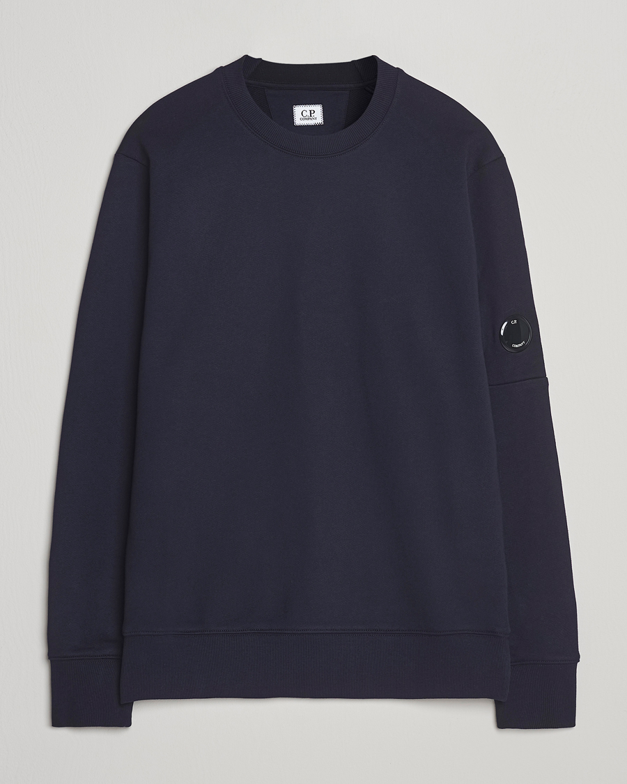 Men | Sweaters & Knitwear | C.P. Company | Diagonal Raised Fleece Lens Sweatshirt Navy