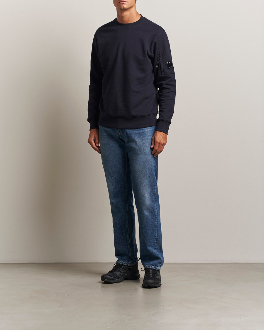 Men | Sweaters & Knitwear | C.P. Company | Diagonal Raised Fleece Lens Sweatshirt Navy