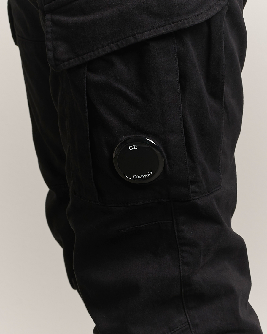 Men | Trousers | C.P. Company | Stretch Satin Lens Cargo Pants Black