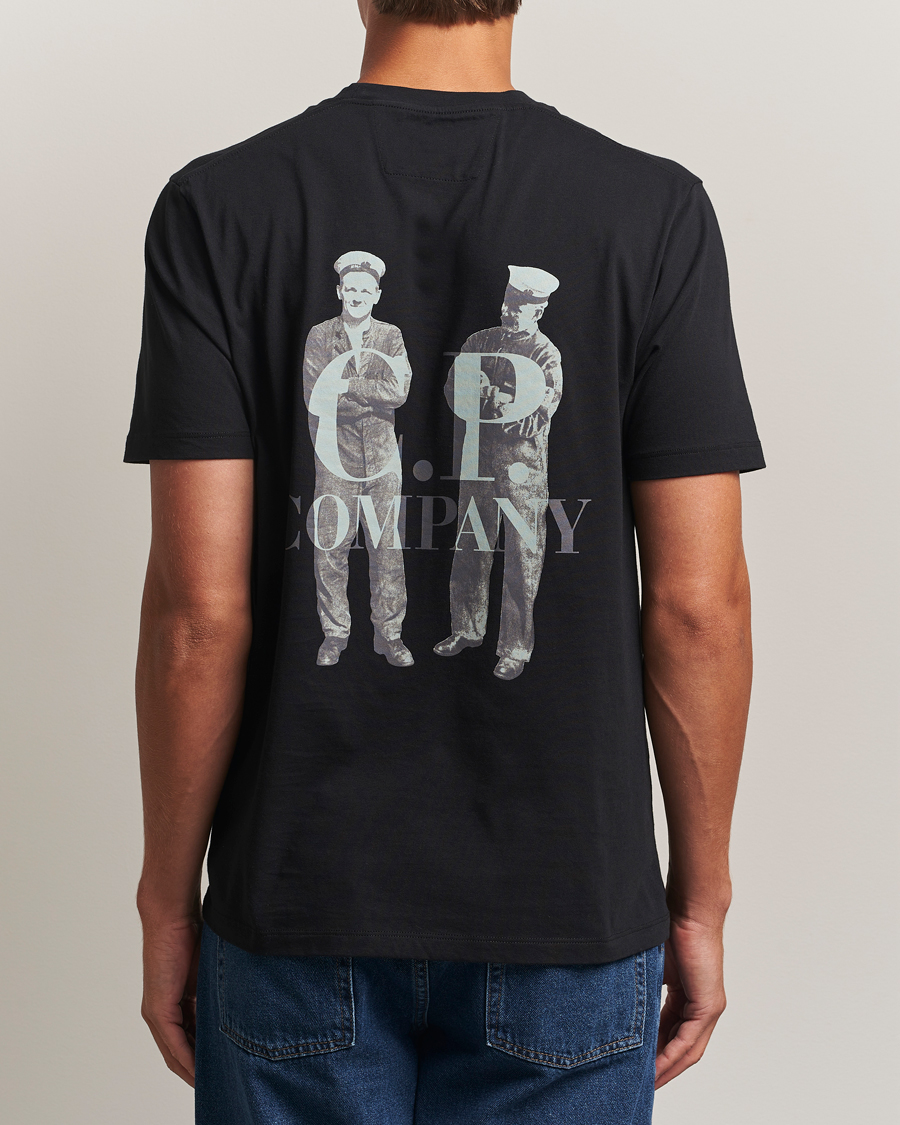 C.P. Company Jersey Back Logo T-Shirt Black at CareOfCarl.com
