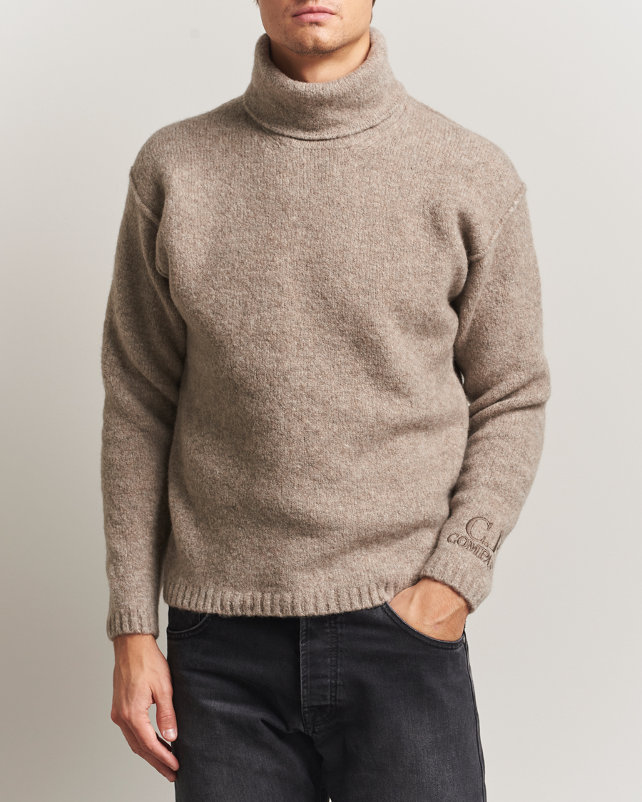 C.P. Company Merino Extra Fine Knitted Polo Taupe at CareOfCarl.com