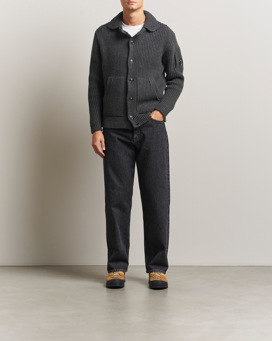 C.P. Company Heavy Lambswool Cardigan Dark Grey at CareOfCarl.com