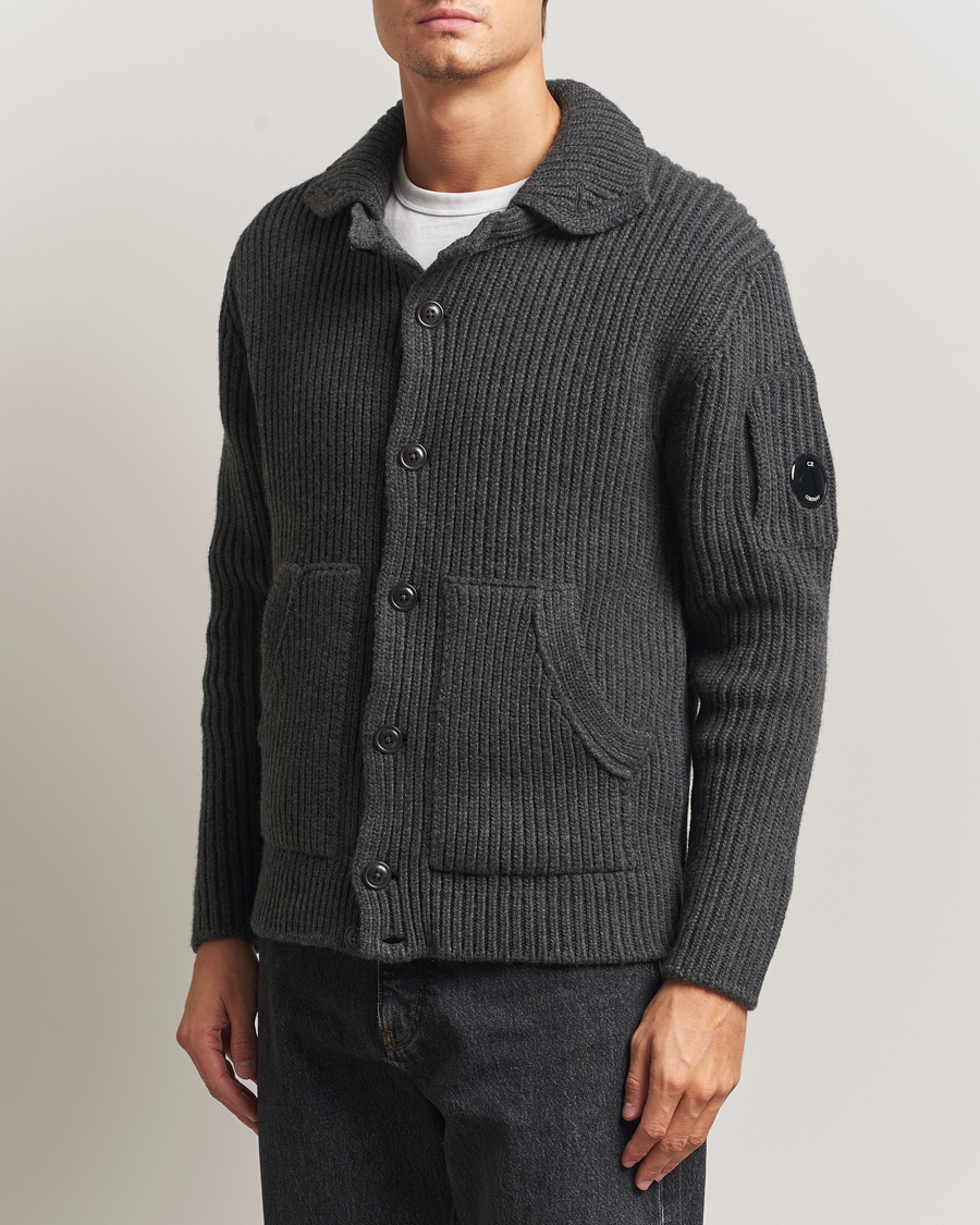 Auralee Wool Knit Shirt Cardigan Charcoal at CareOfCarl.com