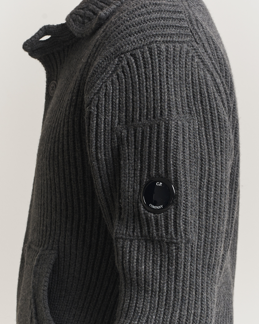 C.P. Company Heavy Lambswool Cardigan Dark Grey at CareOfCarl.com
