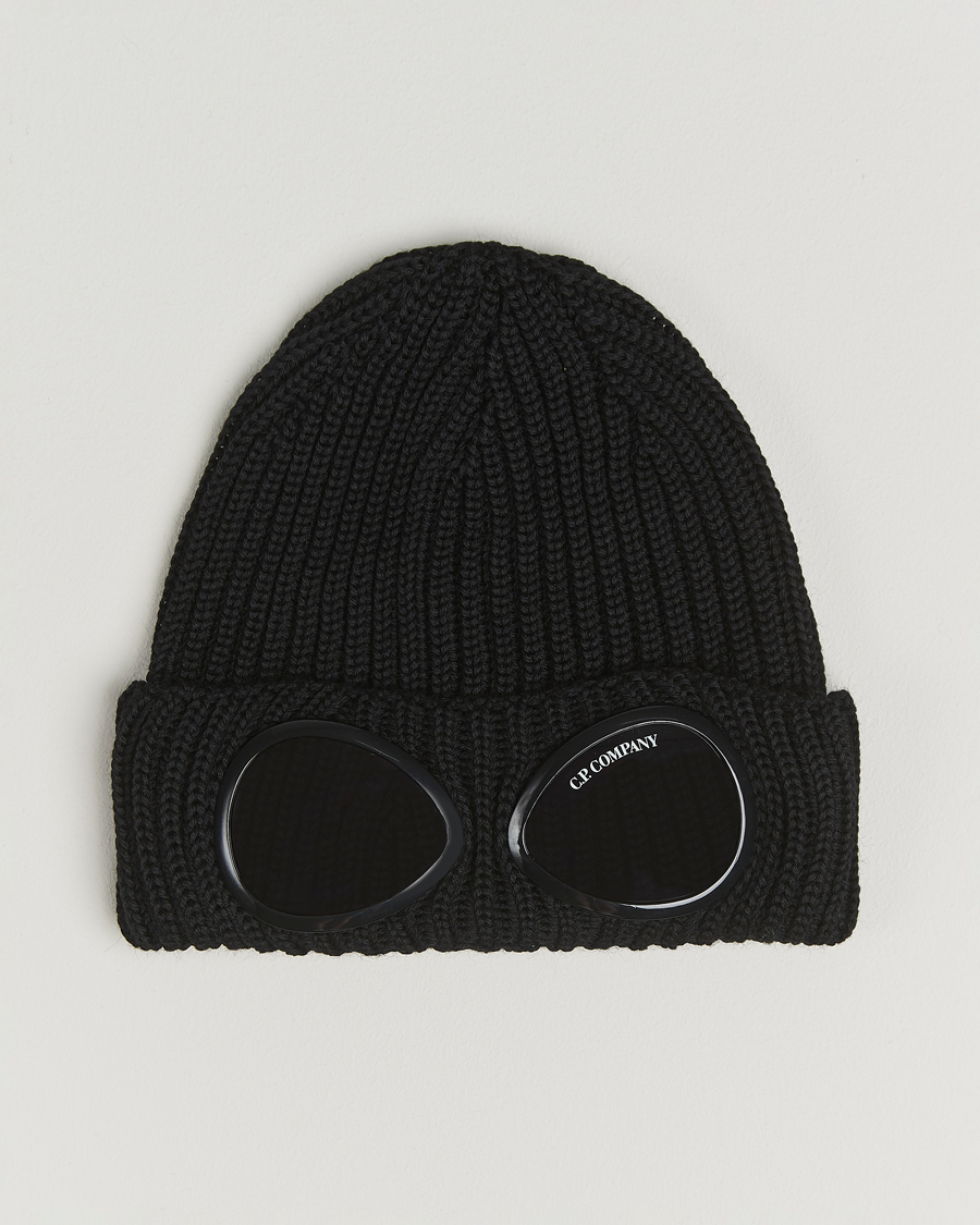 C.P. Company Knitted Merino Goggle Beanie Black at CareOfCarl.com