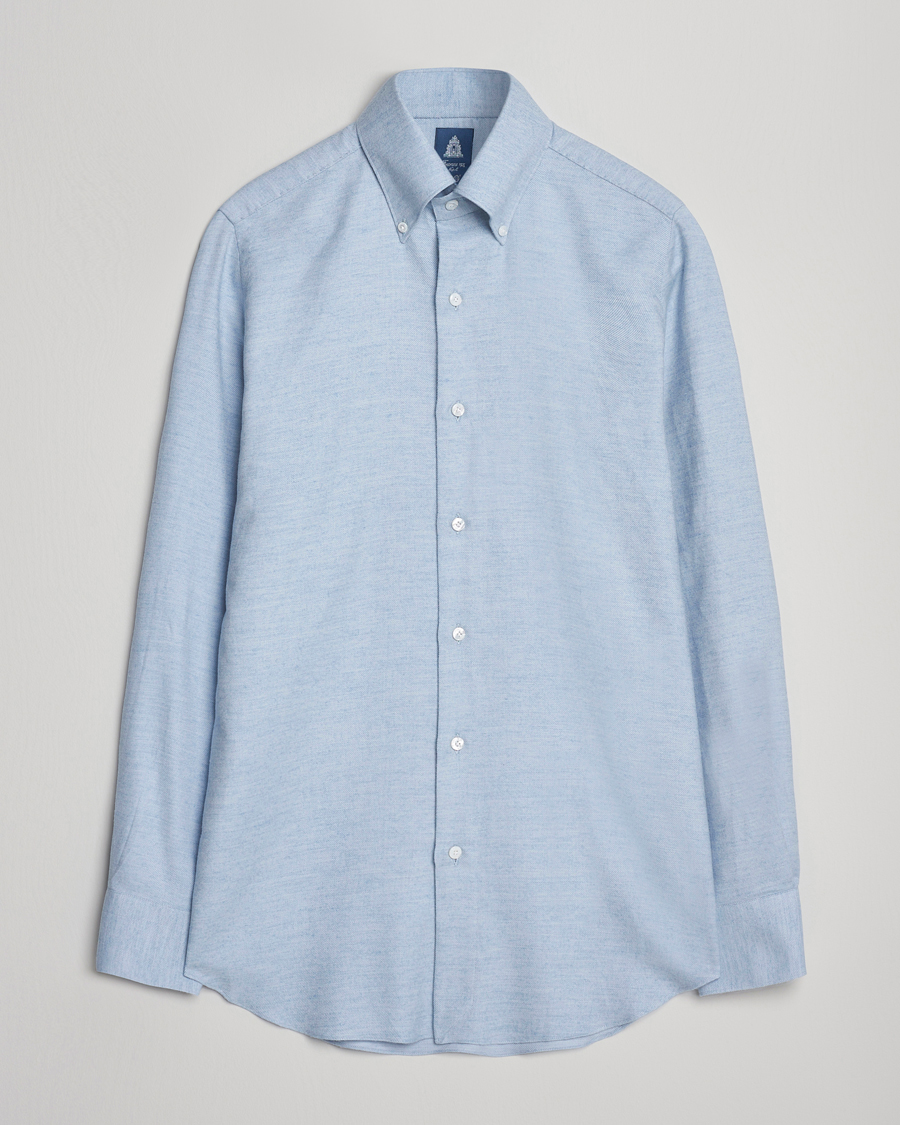Men | Shirts | Finamore Napoli | Milano Slim Cashmere BD Shirt Light Blue