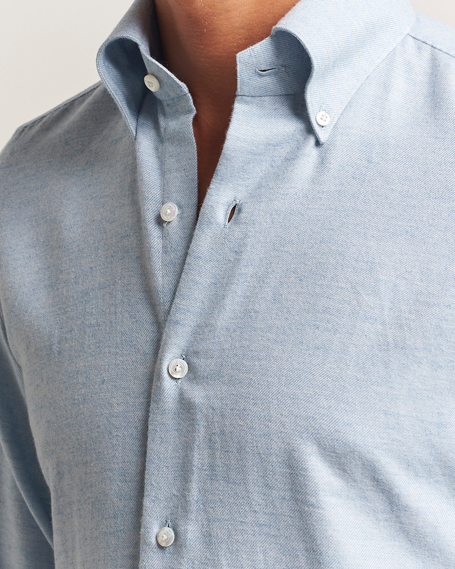 Men | Shirts | Finamore Napoli | Milano Slim Cashmere BD Shirt Light Blue
