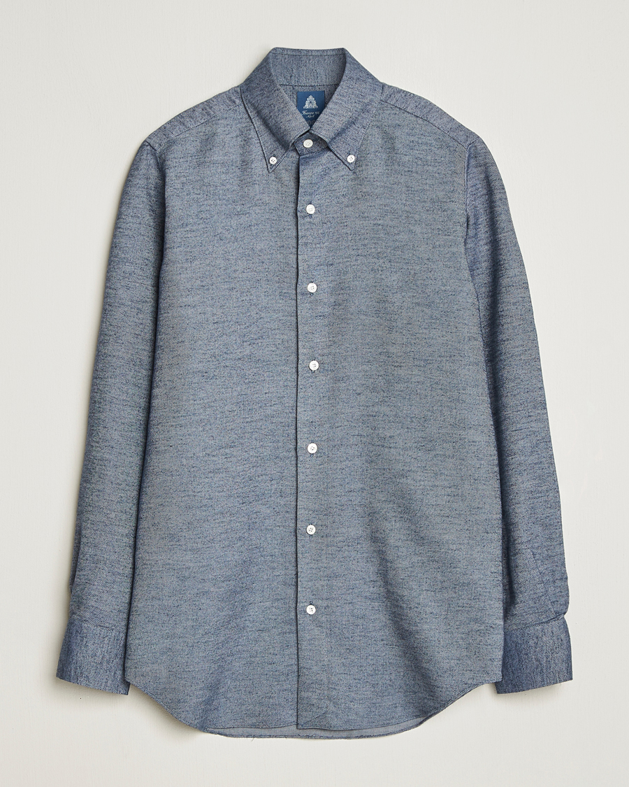Men | Shirts | Finamore Napoli | Milano Slim Cashmere BD Shirt Dark Blue