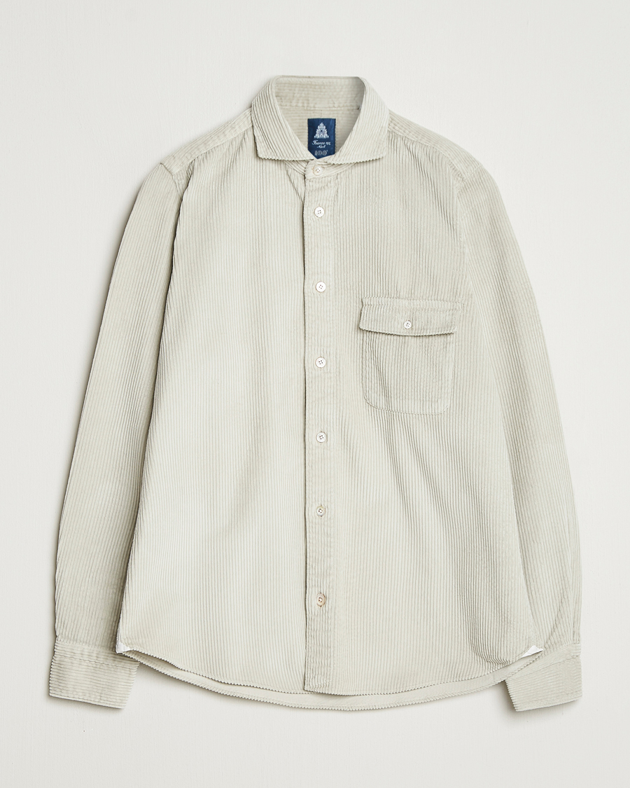 Men | Shirts | Finamore Napoli | Garment Dyed Corduroy Overshirt Beige